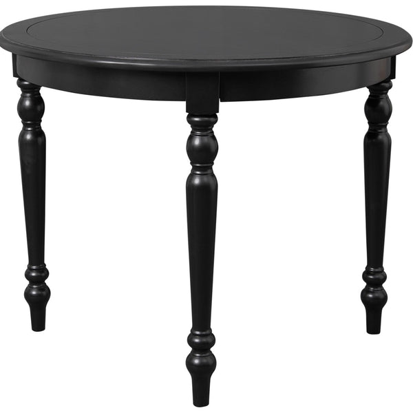 Homeroots 39" Elegant Black Solid Wood Round Dining Table - Perfect For Gatherings, Meals, And Conversations   569346