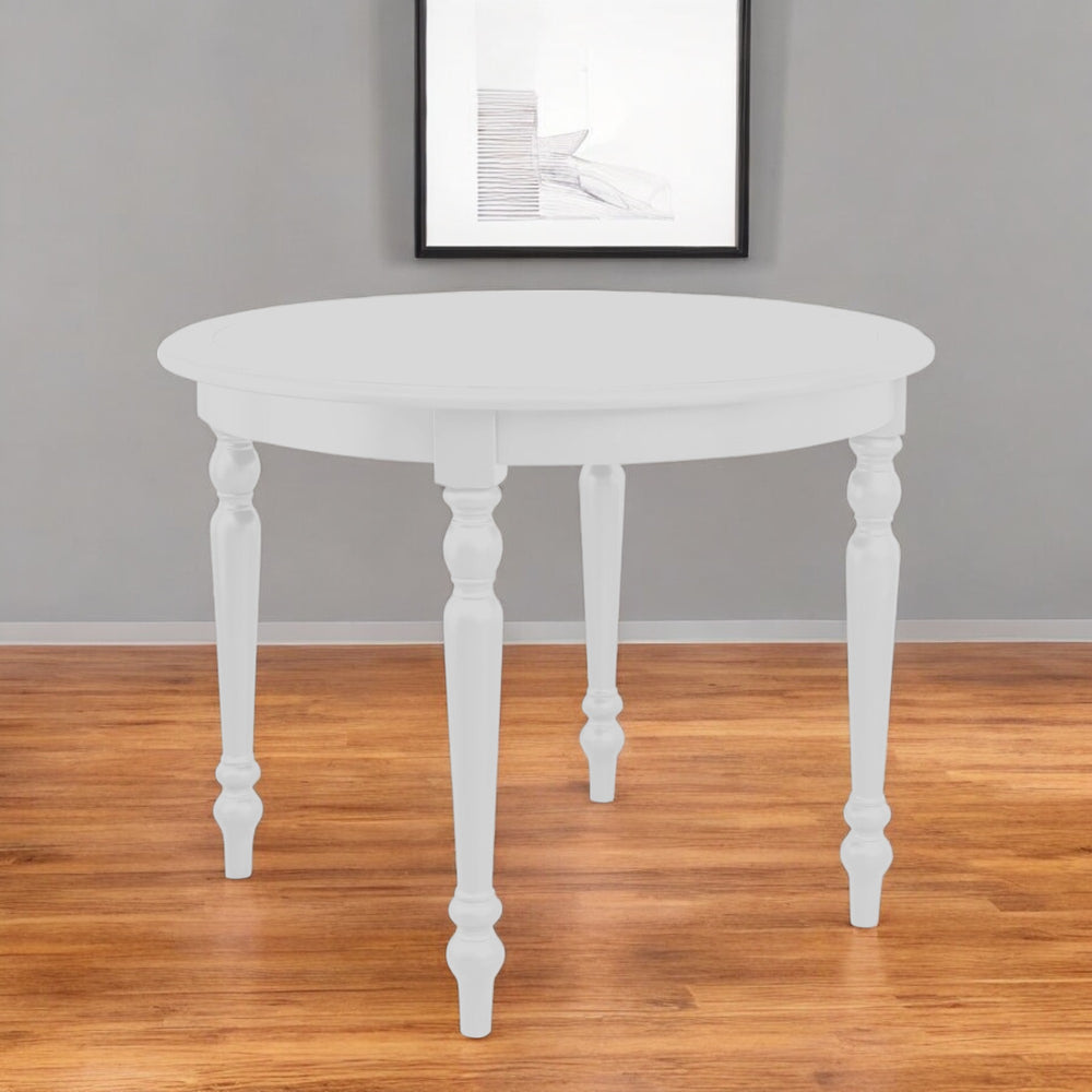 Homeroots 39" Stunning White Solid Wood Round Top Dining Table - Perfect Centerpiece For Your Home!   569347