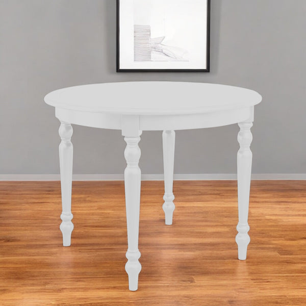 Homeroots 39" Stunning White Solid Wood Round Top Dining Table - Perfect Centerpiece For Your Home!   569347