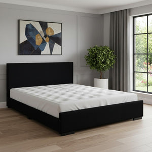 HomeRoots Black Upholstered Twin Bed Frame – Modern Design, Durable Comfort, Ideal for Small Spaces & Guests 569348