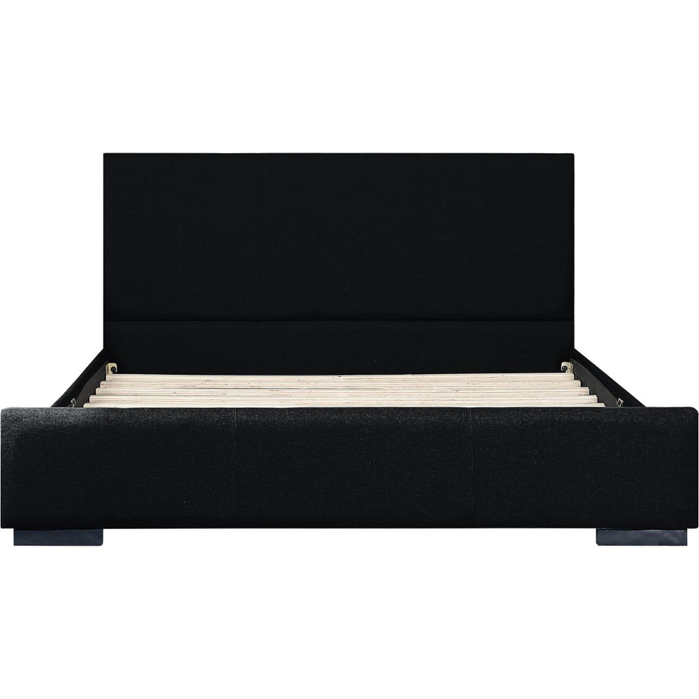 HomeRoots Black Upholstered Twin Bed Frame – Modern Design, Durable Comfort, Ideal for Small Spaces & Guests 569348