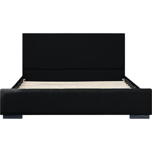 HomeRoots Black Upholstered Twin Bed Frame – Modern Design, Durable Comfort, Ideal for Small Spaces & Guests 569348