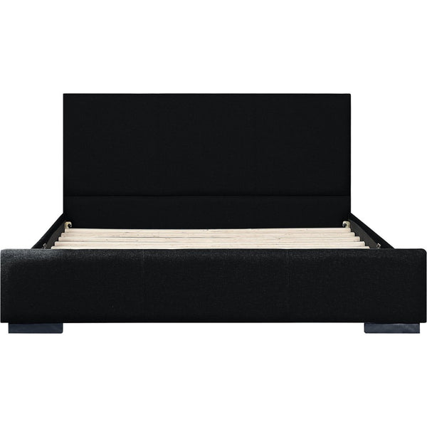 HomeRoots Black Upholstered Twin Bed Frame – Modern Design, Durable Comfort, Ideal for Small Spaces & Guests 569348