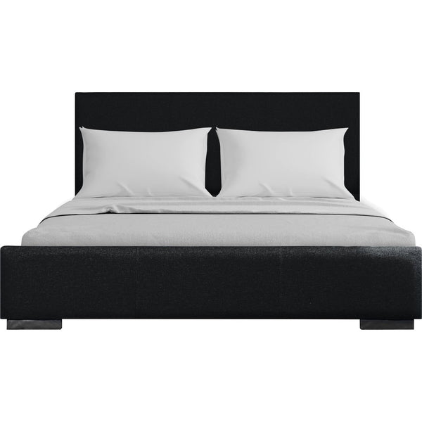HomeRoots Black Upholstered Full Bed Frame - Stylish, Durable Comfort with Modern Design for Serene Bedrooms 569349