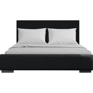 Homeroots Black Wood Upholstered Queen Bed Frame  Fabric 569350
