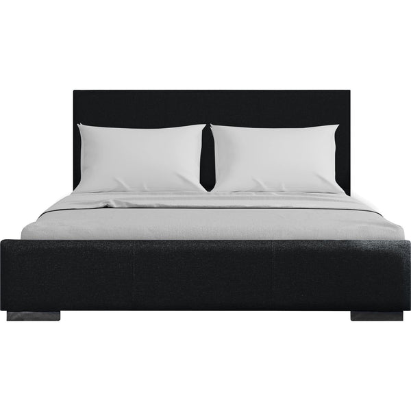 Homeroots Black Wood Upholstered Queen Bed Frame  Fabric 569350