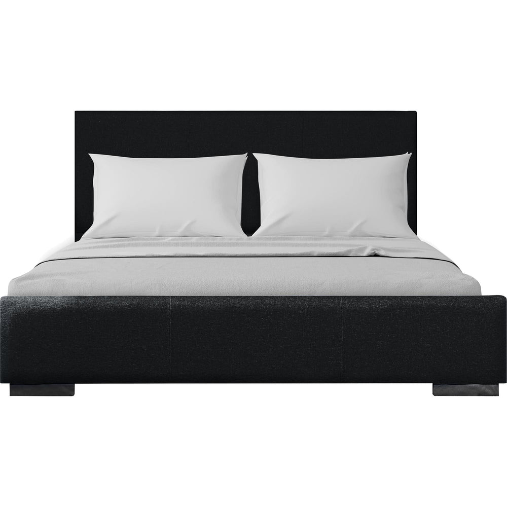 Homeroots Black Wood Upholstered Queen Bed Frame  Fabric 569350