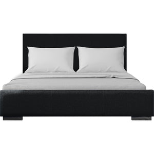 Homeroots Black Wood Upholstered Queen Bed Frame  Fabric 569350