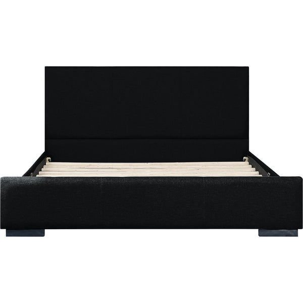 Homeroots Black Wood Upholstered Queen Bed Frame  Fabric 569350