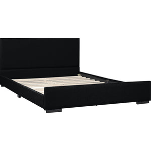 Homeroots Black Wood Upholstered Queen Bed Frame  Fabric 569350