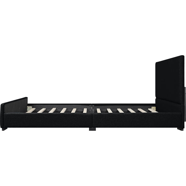 Homeroots Black Wood Upholstered Queen Bed Frame  Fabric 569350