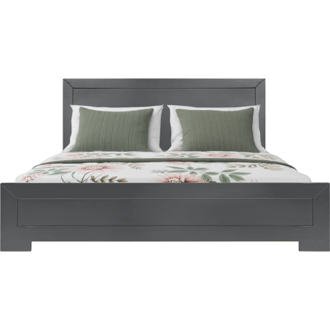 Homeroots Gray Inlaid Panels Wood Full Bed Frame - Stylish Contemporary Design For Luxurious Sleep & Durability  Wood 569353