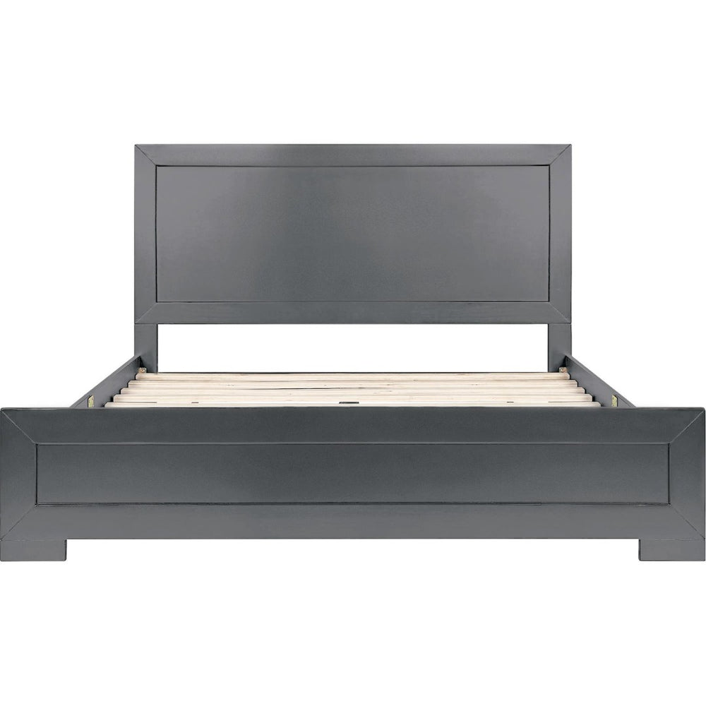 HomeRoots Gray Inlaid Panels Wood Queen Bed Frame - Modern Design, Sturdy Support & Elegant Style for Sleep 569354