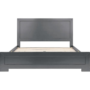 Homeroots Gray Inlaid Panels Wood Queen Bed Frame - Stylish Durability For A Contemporary Bedroom Oasis  Wood 569354