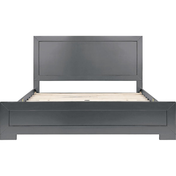 Homeroots Gray Inlaid Panels Wood Queen Bed Frame - Stylish Durability For A Contemporary Bedroom Oasis  Wood 569354