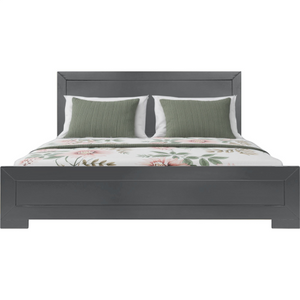 Homeroots Gray Inlaid Panels Wood King Bed Frame - Stylish, Contemporary Design For A Cozy Bedroom Retreat  Wood 569355