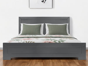 Homeroots Gray Inlaid Panels Wood King Bed Frame - Stylish, Contemporary Design For A Cozy Bedroom Retreat  Wood 569355