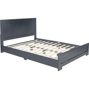 Homeroots Gray Inlaid Panels Wood King Bed Frame - Stylish, Contemporary Design For A Cozy Bedroom Retreat  Wood 569355
