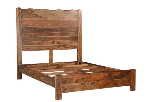 Three Piece Solid Wood Bedroom Furniture Set with Rich Brown Finish for a Classic Suite