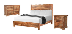 Three Piece Solid Wood Bedroom Furniture Set for a Warm Rustic Master Suite