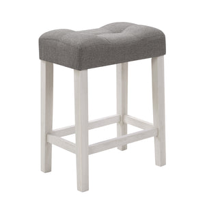 English Elm 4 Rustic Bar Table Set with Built-In Power, USB & Type-C, Water-Resistant Wood Grain Top, 59" L x 35.5" H Grey+White W1998P324488