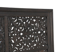 Homeroots Gray Carved Scrollwork Distressed Solid Wood Queen Bed Frame  Solid Wood 569401