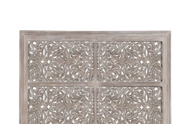 Homeroots Black Carved Scrollwork Distressed Solid Wood King Bed Frame  Solid Wood 569402