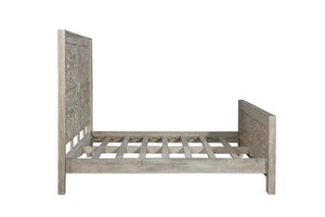 Homeroots Black Carved Scrollwork Distressed Solid Wood King Bed Frame  Solid Wood 569402