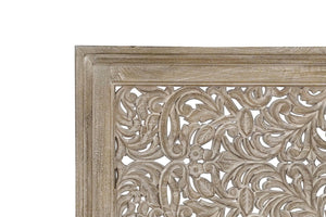 Homeroots Gray Carved Scrollwork Distressed Solid Wood Queen Bed Frame  Solid Wood 569403