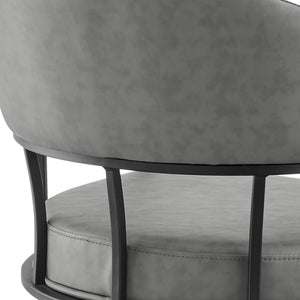 Homeroots Gray And Black Upholstered Faux Leather Open Back Dining Arm Chair With Wheels  Metal 569405