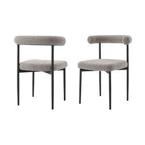 Homeroots Set Of Two Gray And Black Upholstered Polyester Open Back Dining Side Chairs  Metal 569406