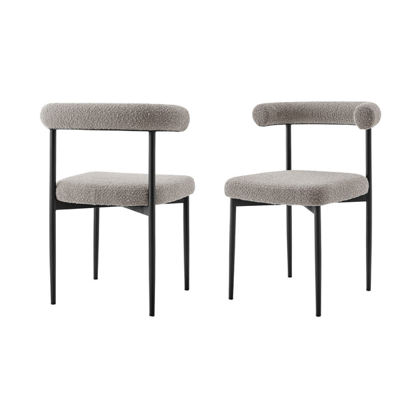 Homeroots Set Of Two Gray And Black Upholstered Polyester Open Back Dining Side Chairs  Metal 569406