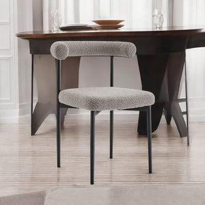 Homeroots Set Of Two Gray And Black Upholstered Polyester Open Back Dining Side Chairs  Metal 569406