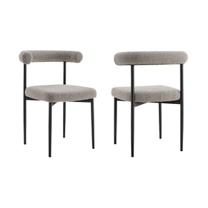 Homeroots Set Of Two Gray And Black Upholstered Polyester Open Back Dining Side Chairs  Metal 569406