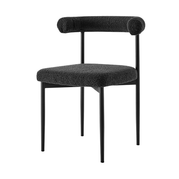 Homeroots Set Of Two Black Upholstered Polyester Open Back Dining Side Chairs  Metal 569407