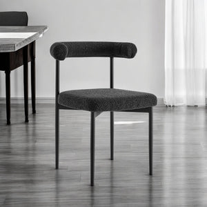 Homeroots Set Of Two Black Upholstered Polyester Open Back Dining Side Chairs  Metal 569407