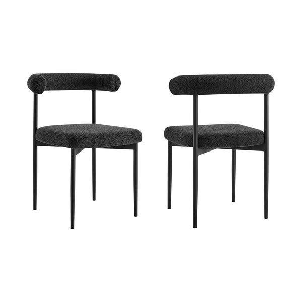 Homeroots Set Of Two Black Upholstered Polyester Open Back Dining Side Chairs  Metal 569407