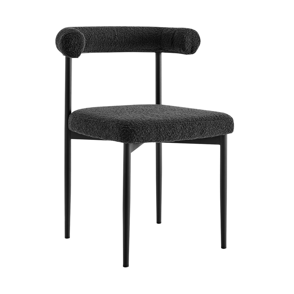 Homeroots Set Of Two Black Upholstered Polyester Open Back Dining Side Chairs  Metal 569407