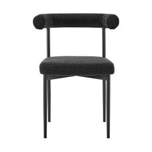 Homeroots Set Of Two Black Upholstered Polyester Open Back Dining Side Chairs  Metal 569407