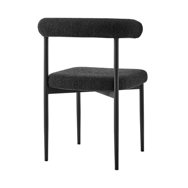 Homeroots Set Of Two Black Upholstered Polyester Open Back Dining Side Chairs  Metal 569407
