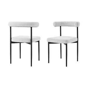 Homeroots Set Of Two Gray And Black Upholstered Polyester Open Back Dining Side Chairs  Metal 569408
