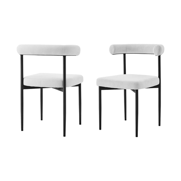 Homeroots Set Of Two Gray And Black Upholstered Polyester Open Back Dining Side Chairs  Metal 569408