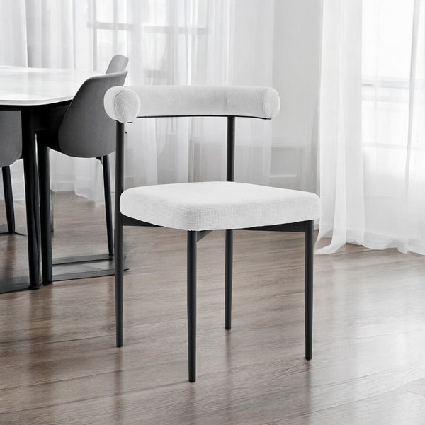 Homeroots Set Of Two Gray And Black Upholstered Polyester Open Back Dining Side Chairs  Metal 569408