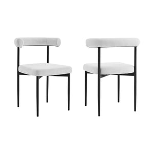 Homeroots Set Of Two Gray And Black Upholstered Polyester Open Back Dining Side Chairs  Metal 569408