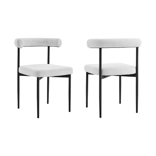 Homeroots Set Of Two Gray And Black Upholstered Polyester Open Back Dining Side Chairs  Metal 569408
