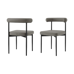 Homeroots Set Of Two Gray And Black Upholstered Faux Leather Open Back Dining Side Chairs  Metal 569409