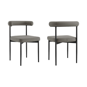 Homeroots Set Of Two Gray And Black Upholstered Faux Leather Open Back Dining Side Chairs  Metal 569409