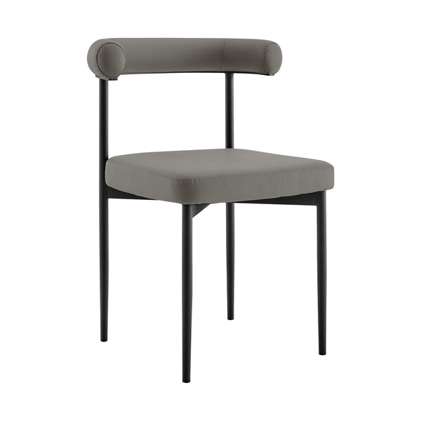 Homeroots Set Of Two Gray And Black Upholstered Faux Leather Open Back Dining Side Chairs  Metal 569409