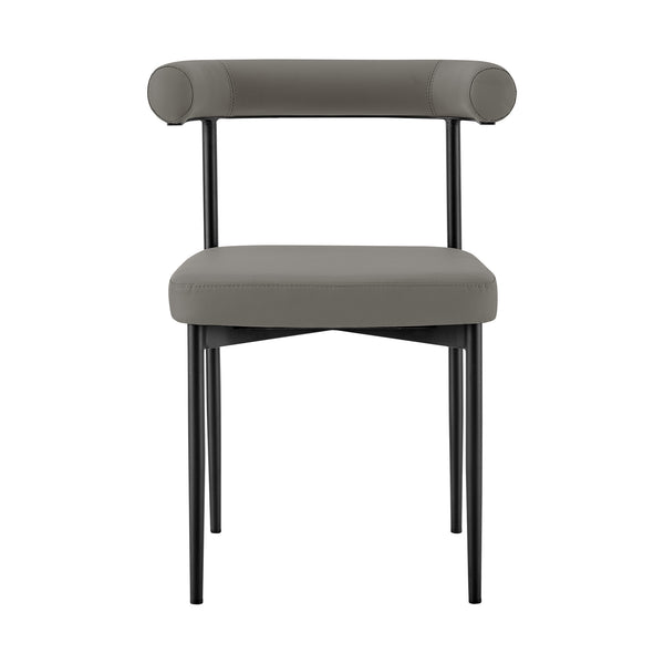 Homeroots Set Of Two Gray And Black Upholstered Faux Leather Open Back Dining Side Chairs  Metal 569409