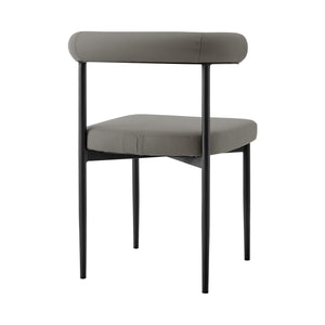 Homeroots Set Of Two Gray And Black Upholstered Faux Leather Open Back Dining Side Chairs  Metal 569409
